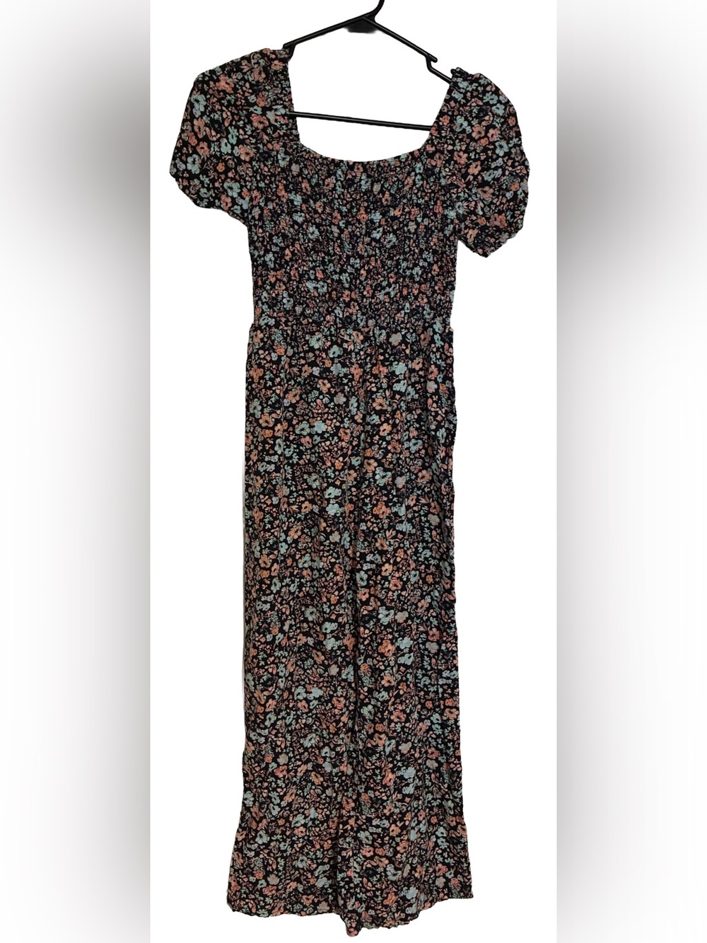Art Class Jumpsuit Girl Large 10/12 Ribbed‎ Black Multicolor Floral 1 Piece